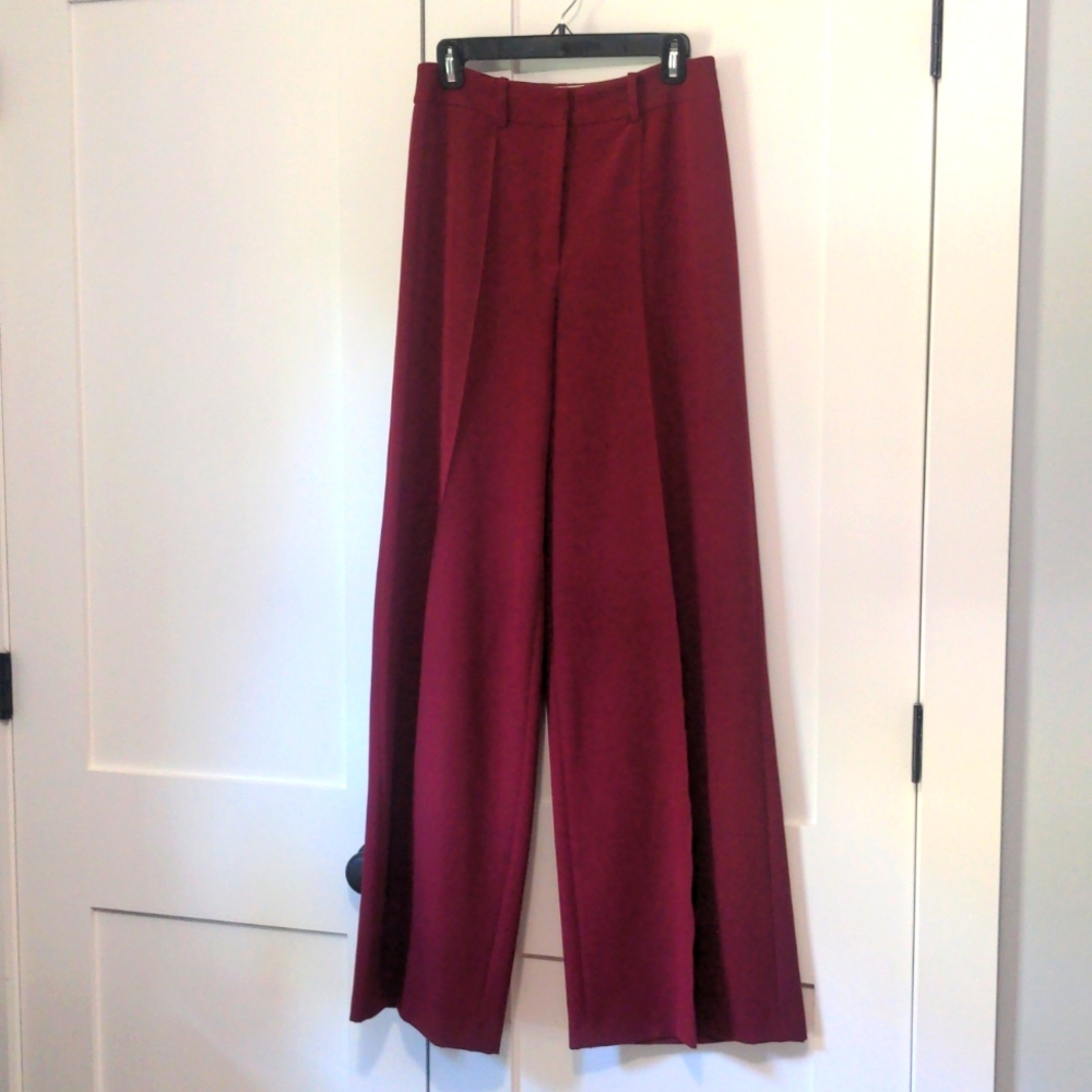 MILLY Women's Red Hayden Pintuck Pants - 6